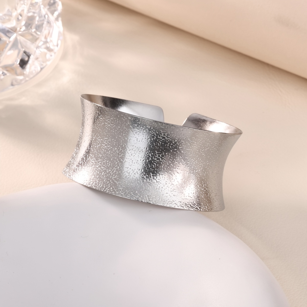 Women's Silvery Stainless Steel Open Bangle, Everyday Wear